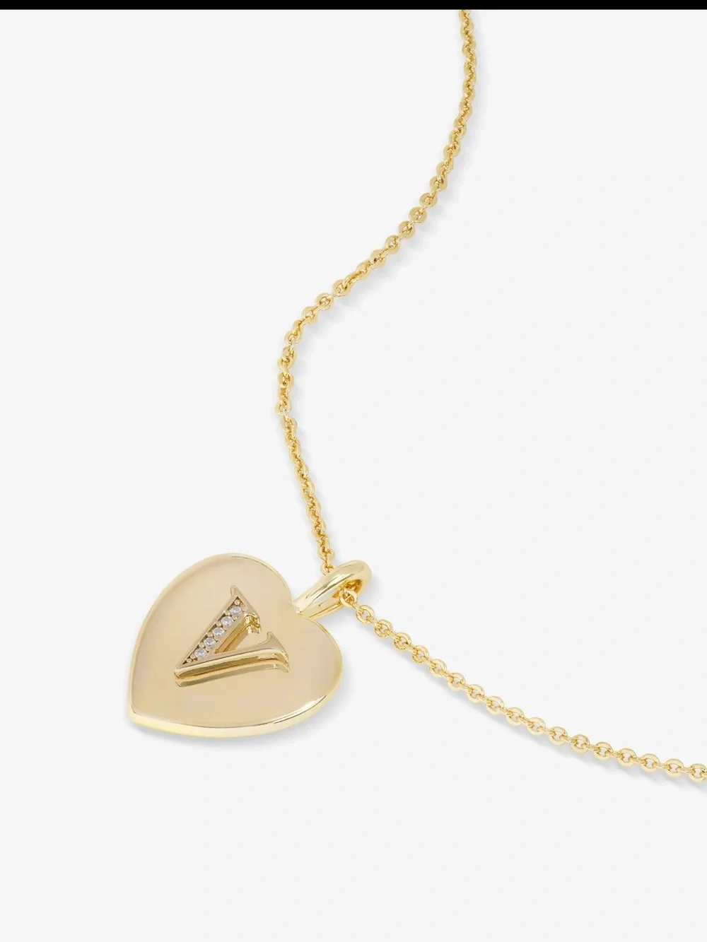 Melinda Maria Gold Heart Initial “V” Pendant Necklace